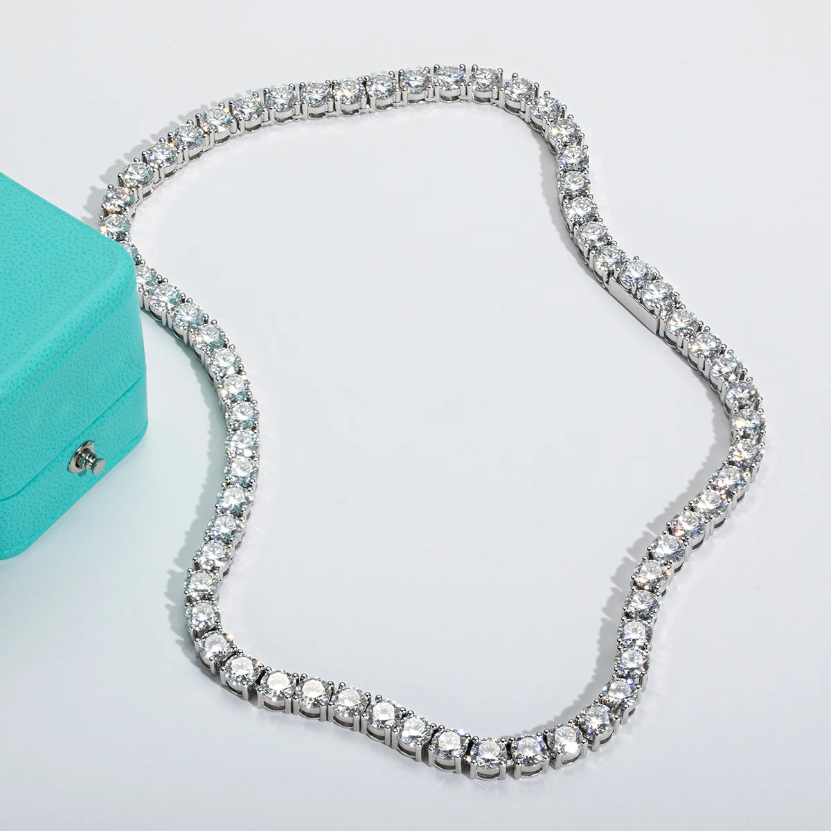 6.5 mm D-color moissanite tennis chain necklace in 18K gold-plated sterling silver – AEVYRA