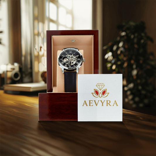 Aevyra Luxury Skeleton Automatic Watch – Elegant Mechanical Timepiece Gift for Him | Anniversary, Birthday, or Holiday Present