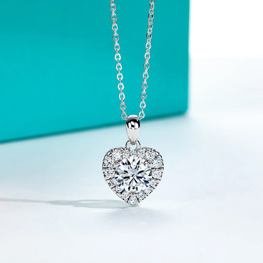 2Ct D Color Moissanite Diamond Heart Shape Pendant Necklace 925 Sterling Silver Fine Jewelry Gifts