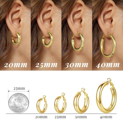 Chunky Gold Hoop Earrings for Women – 14K Gold Plated Hollow Tube Thick Hoops | Lightweight Statement Earrings & Graduation Gift by Aevyra