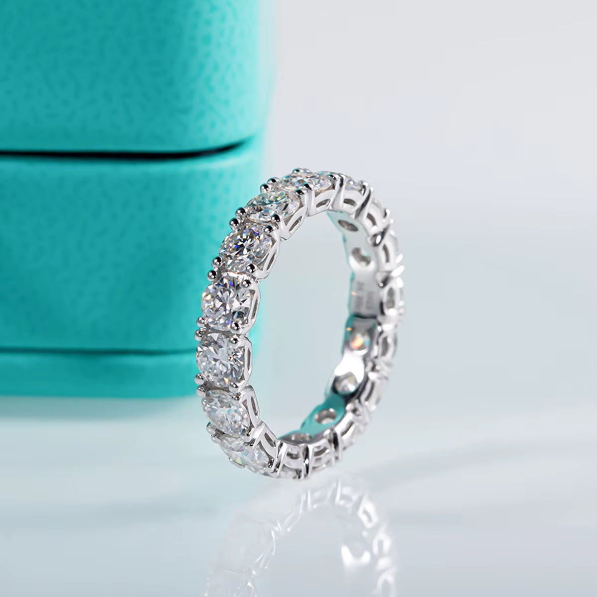 4mm D Color Moissanite Eternity Band Ring for Women – 925 Sterling Silver Wedding & Anniversary Jewelry | Lab Diamond Alternative by Aevyra