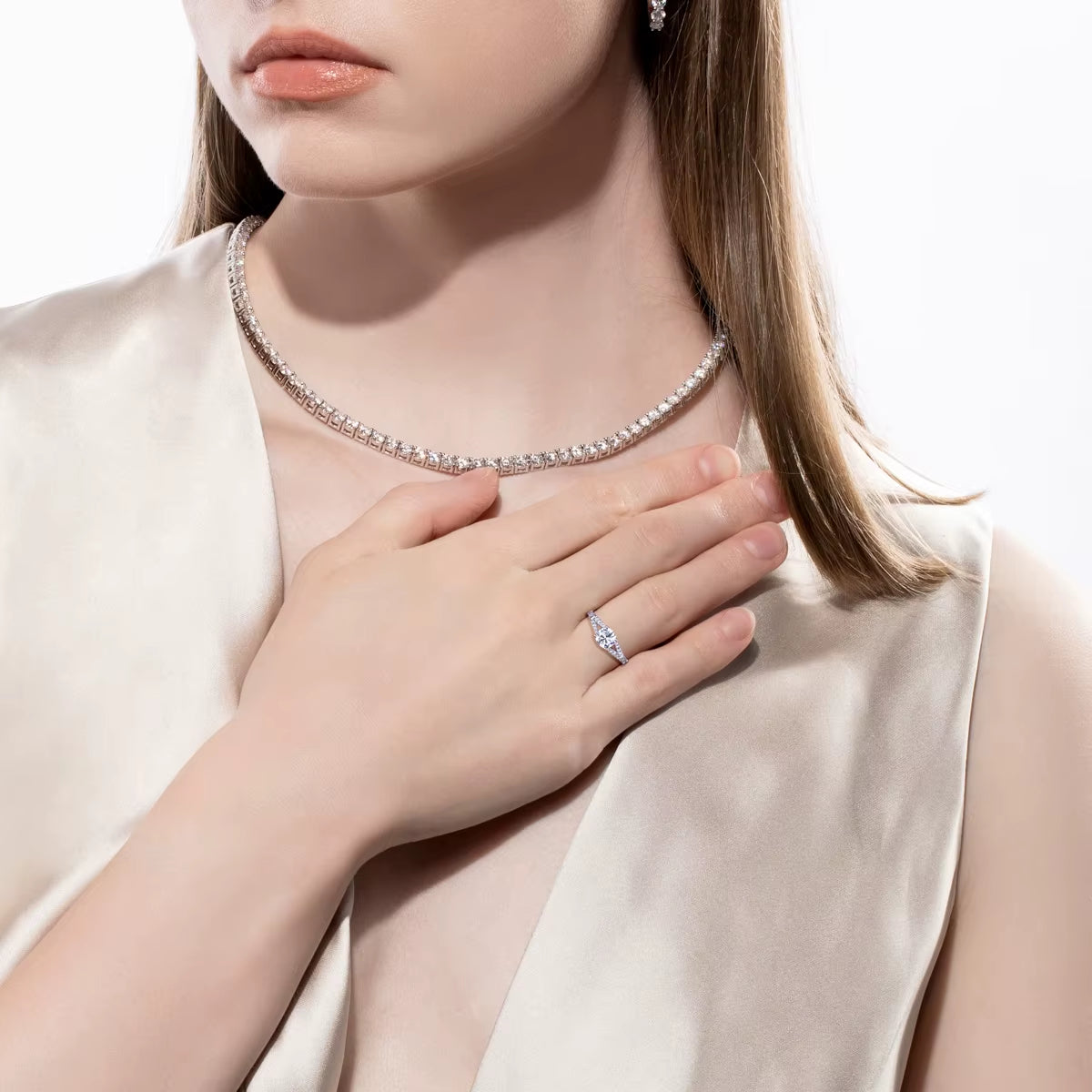 14K White Gold IGI 1Ct D Color VVS Lab Grown Diamond Engagement Rings Split Shank Promise Ring Anniversary Gifts