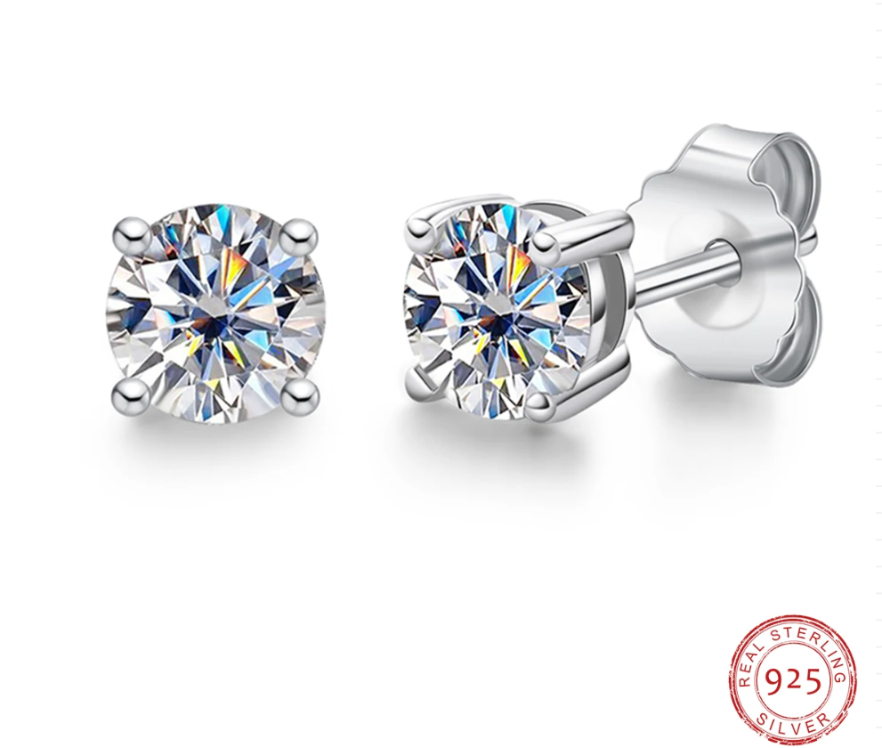 4mm D Color Moissanite Diamond Stud Earrings – Classic 925 Sterling Silver Fine Jewelry for Women | Lab-Created Diamond Alternative by Aevyra