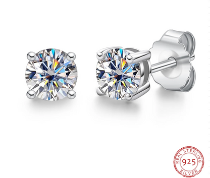 4mm D Color Moissanite Diamond Stud Earrings – Classic 925 Sterling Silver Fine Jewelry for Women | Lab-Created Diamond Alternative by Aevyra