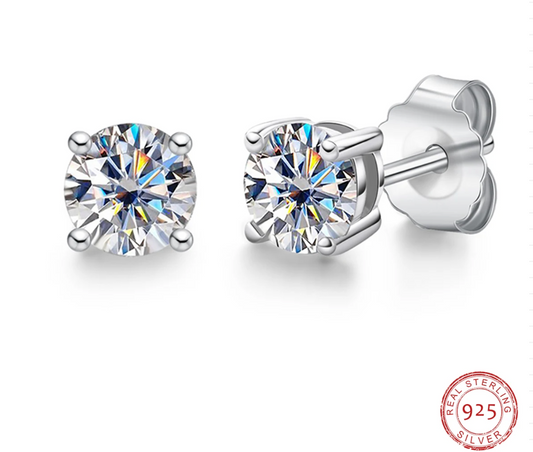4mm D Color Moissanite Diamond Stud Earrings – Classic 925 Sterling Silver Fine Jewelry for Women | Lab-Created Diamond Alternative by Aevyra