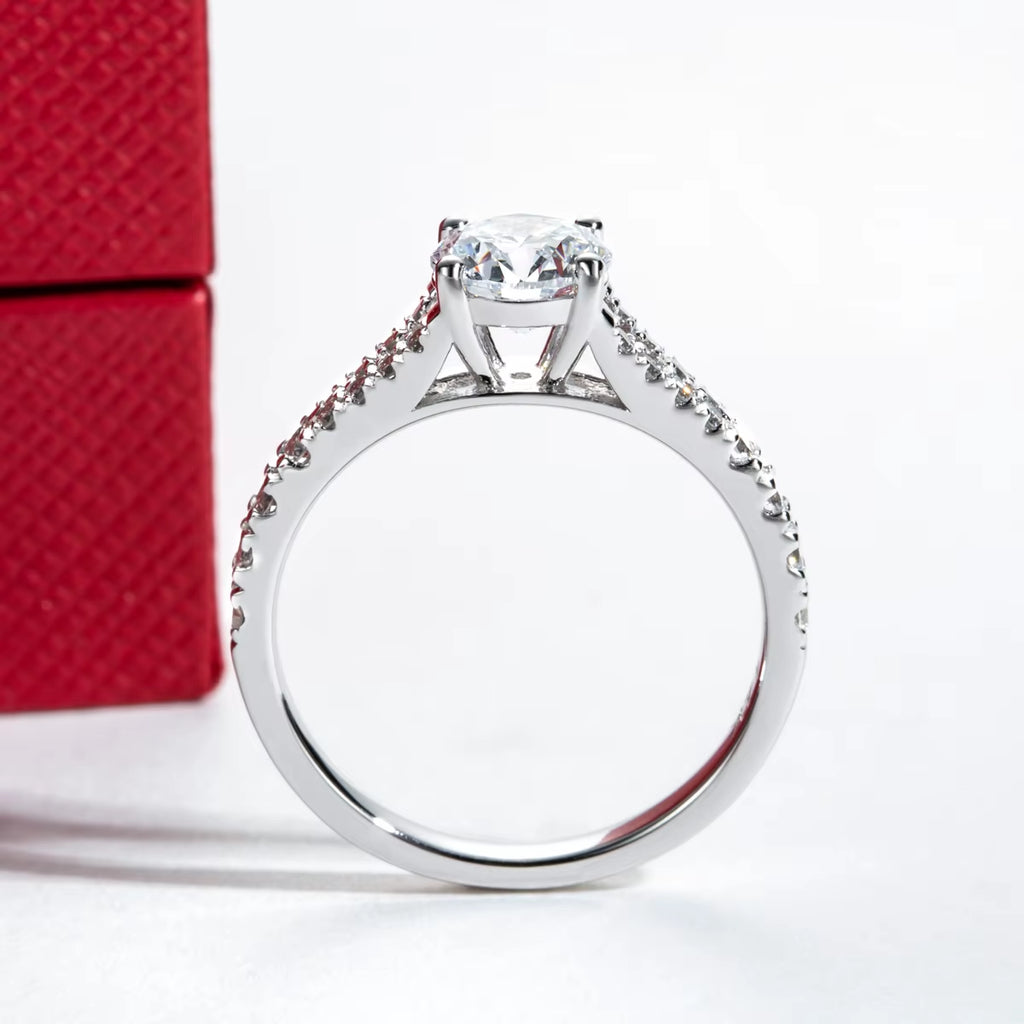 14K White Gold IGI 1Ct D Color VVS Lab Grown Diamond Engagement Rings Split Shank Promise Ring Anniversary Gifts
