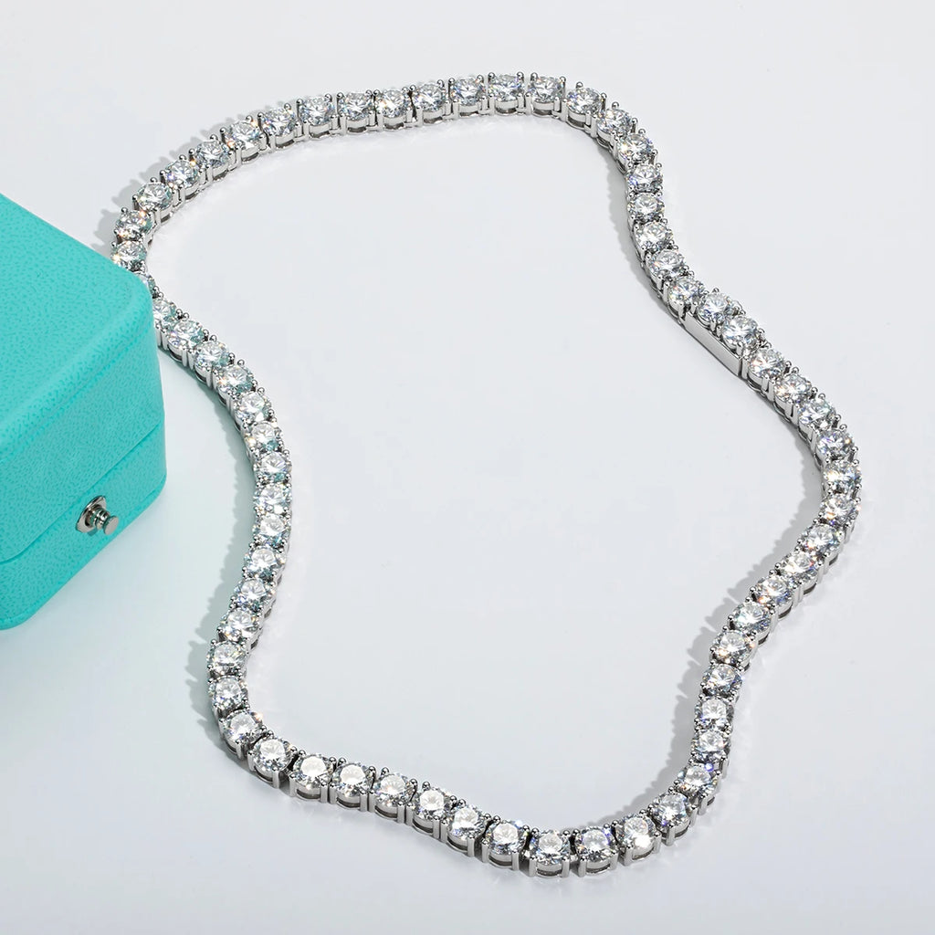 6.5 mm D-color moissanite tennis chain necklace in 18K gold-plated sterling silver – AEVYRA