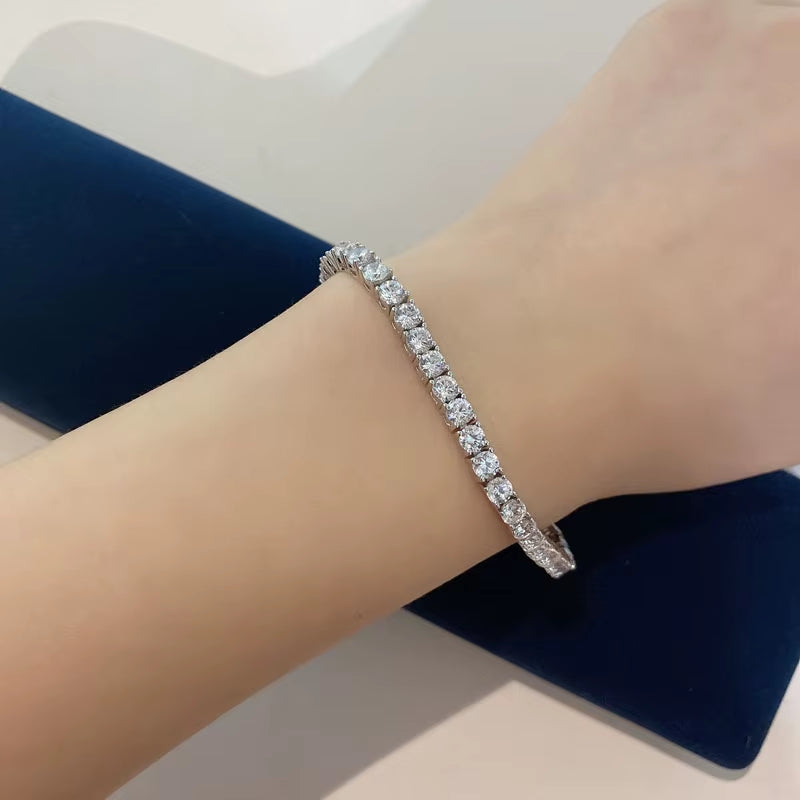 15/16/17/18CM Tennis Bracelets Real 925 Sterling Silver Jewelry Sparking High Carbon Diamond Eternal Wedding Bracelet Gift