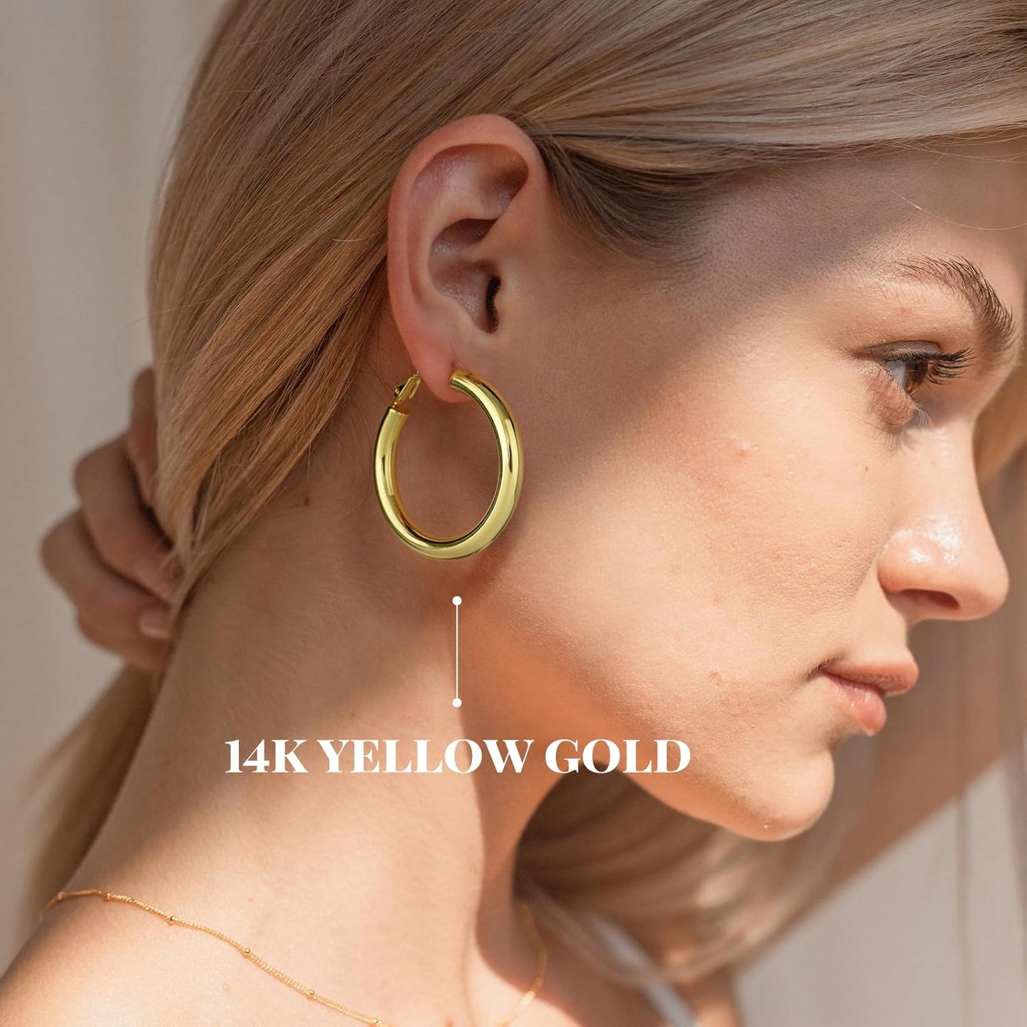 Chunky Gold Hoop Earrings for Women – 14K Gold Plated Hollow Tube Thick Hoops | Lightweight Statement Earrings & Graduation Gift by Aevyra