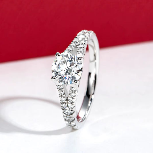 14K White Gold IGI 1Ct D Color VVS Lab Grown Diamond Engagement Rings Split Shank Promise Ring Anniversary Gifts