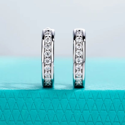 0.56CTTW Moissanite Hoop Earrings for Women – Luxury 925 Sterling Silver Wedding & Engagement Jewelry | Lab-Created Diamond Alternative by Aevyra