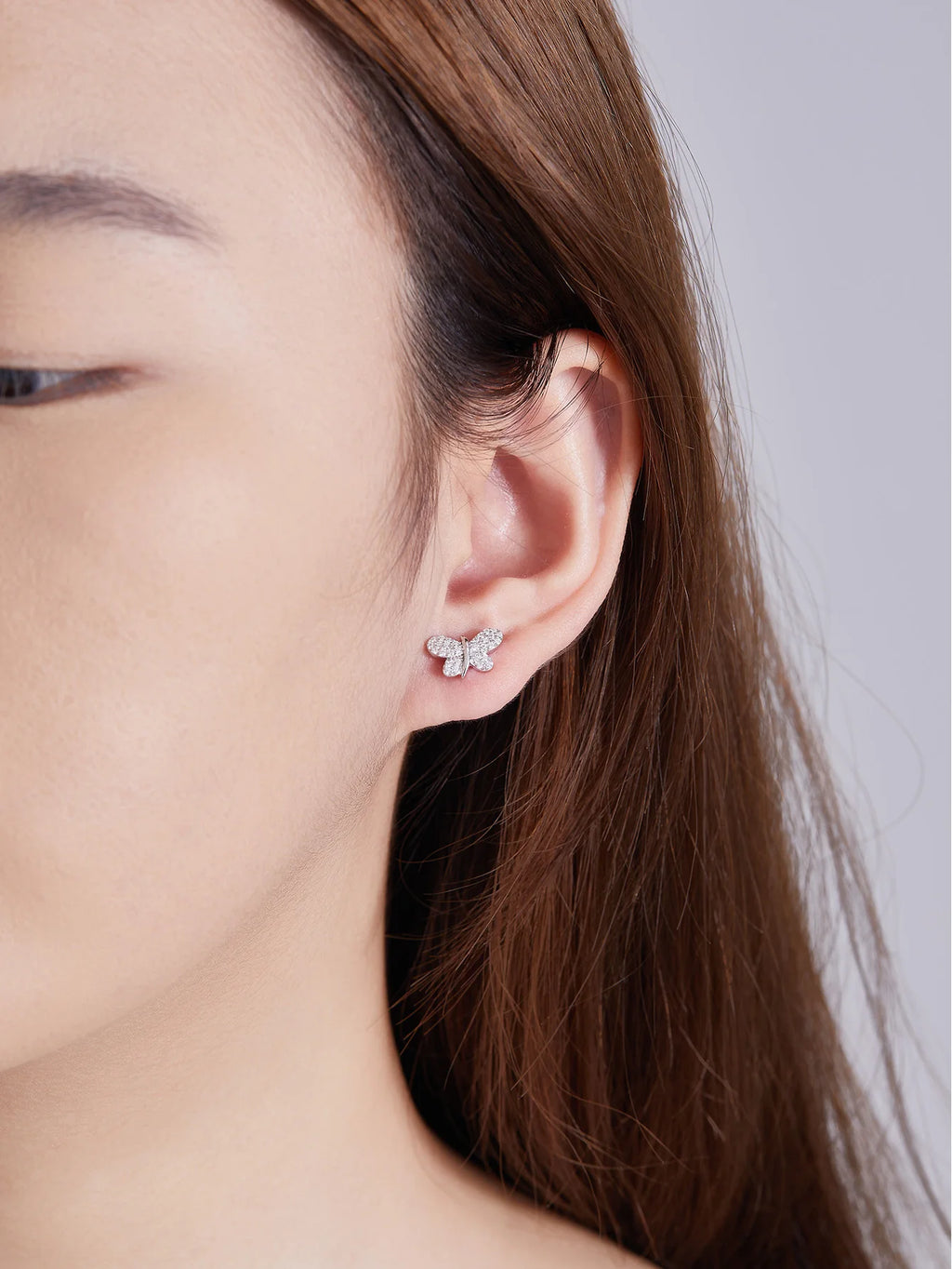 Trendy Butterfly Design Full Moissanite Earrings for Engagement Bridal Party Gold Plated Stud Earring Female