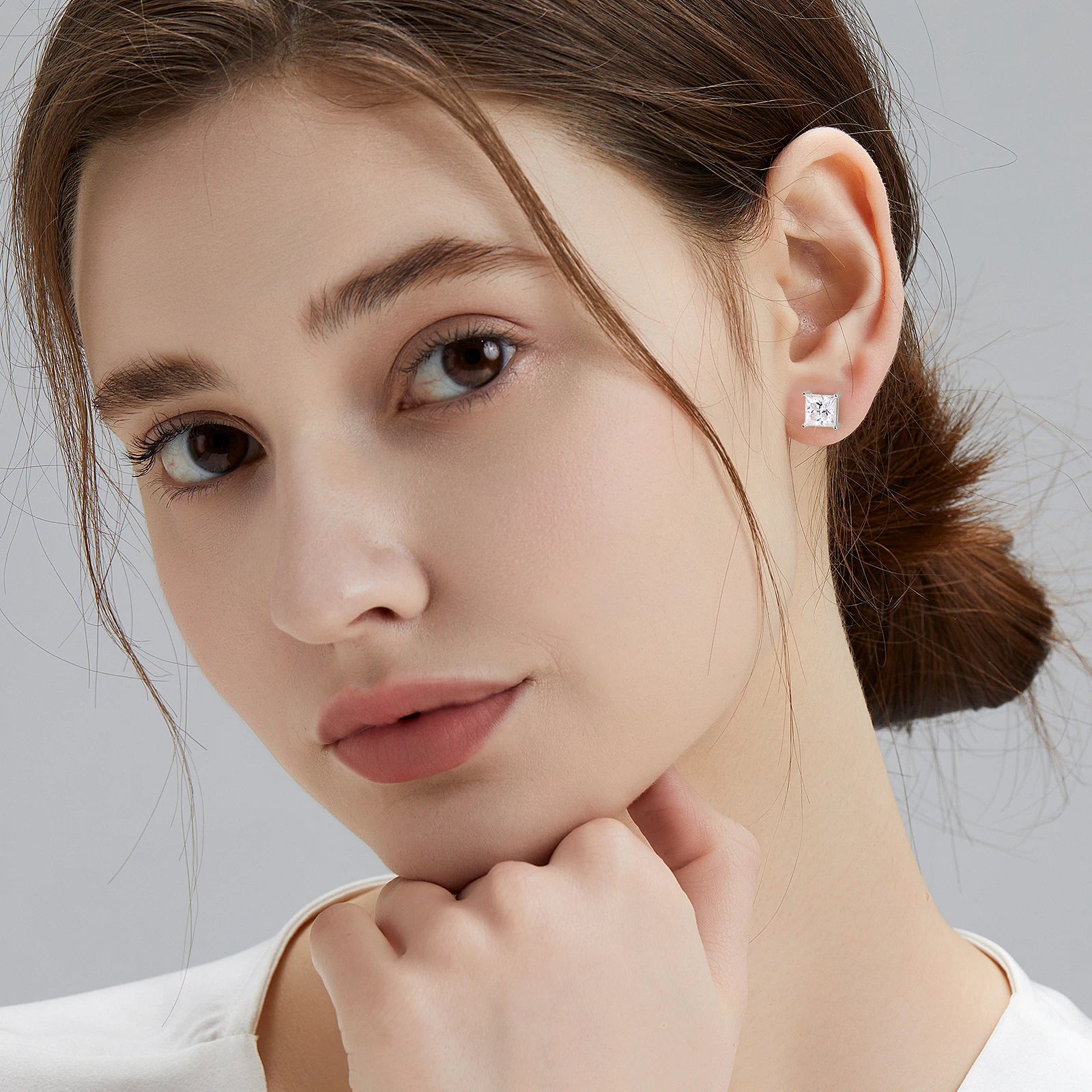 Princess Cut Moissanite Stud Earrings – 14K White Gold Vermeil on 925 Sterling Silver | VVS1 Lab-Created Diamond Alternative Jewelry for Men & Women by Aevyra