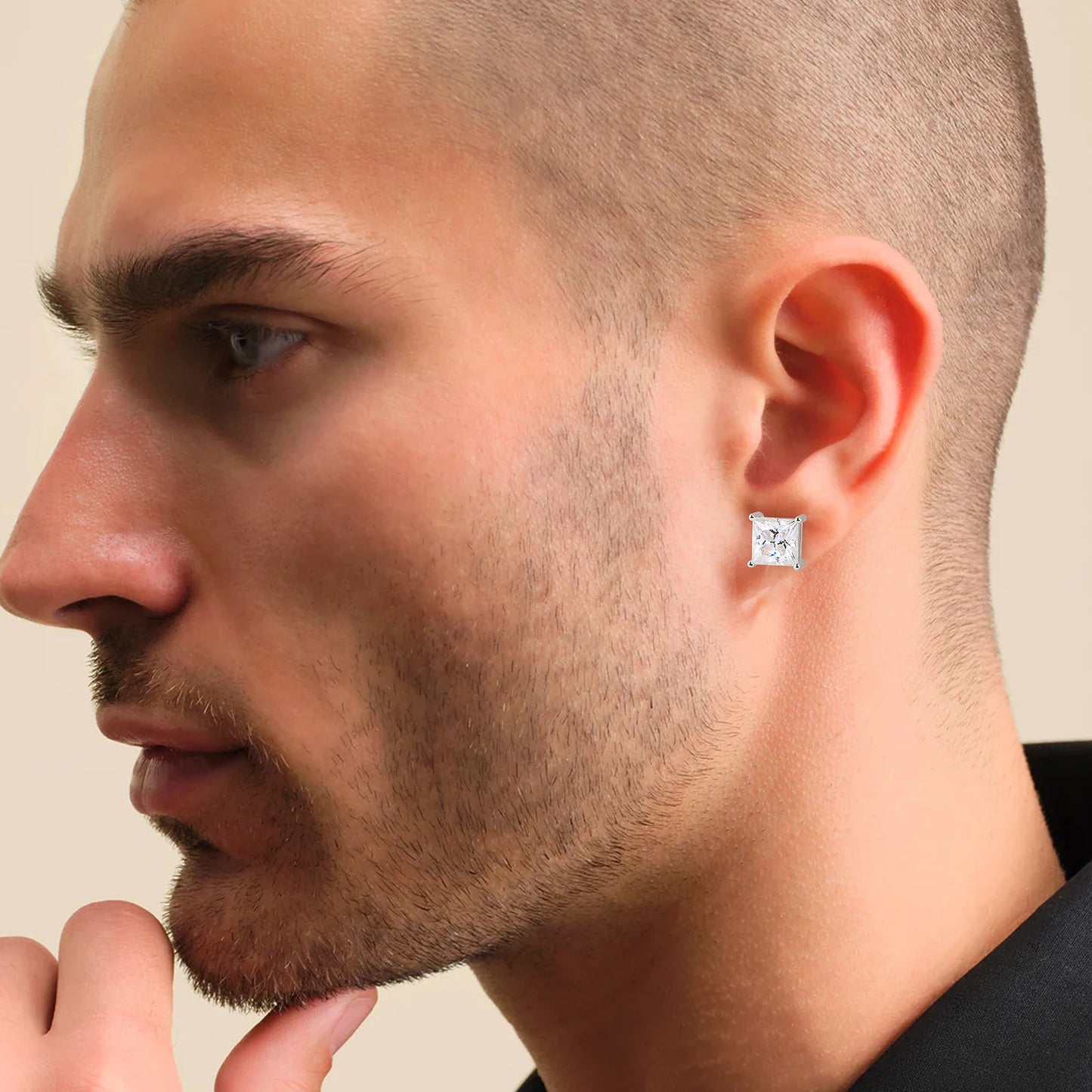 Princess Cut Moissanite Stud Earrings – 14K White Gold Vermeil on 925 Sterling Silver | VVS1 Lab-Created Diamond Alternative Jewelry for Men & Women by Aevyra