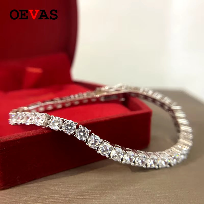15/16/17/18CM Tennis Bracelets Real 925 Sterling Silver Jewelry Sparking High Carbon Diamond Eternal Wedding Bracelet Gift
