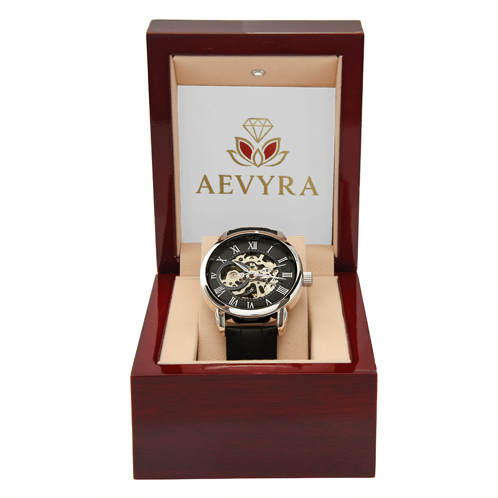 Aevyra Luxury Skeleton Automatic Watch – Elegant Mechanical Timepiece Gift for Him | Anniversary, Birthday, or Holiday Present