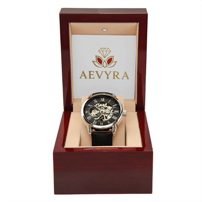 Aevyra Luxury Skeleton Automatic Watch – Elegant Mechanical Timepiece Gift for Him | Anniversary, Birthday, or Holiday Present