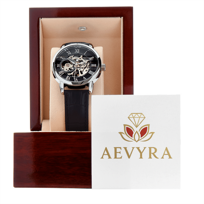 Aevyra Luxury Skeleton Automatic Watch – Elegant Mechanical Timepiece Gift for Him | Anniversary, Birthday, or Holiday Present