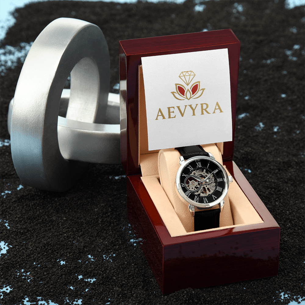 Aevyra Luxury Skeleton Automatic Watch – Elegant Mechanical Timepiece Gift for Him | Anniversary, Birthday, or Holiday Present