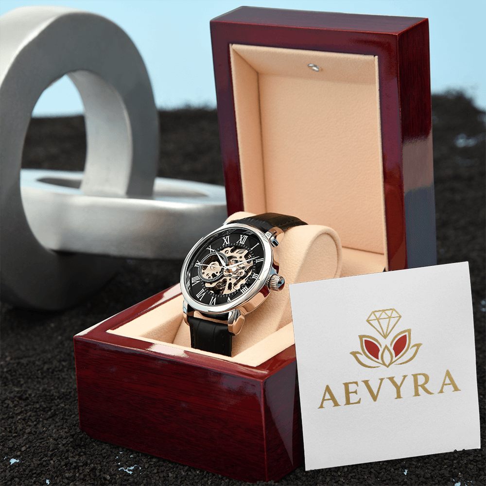 Aevyra Luxury Skeleton Automatic Watch – Elegant Mechanical Timepiece Gift for Him | Anniversary, Birthday, or Holiday Present