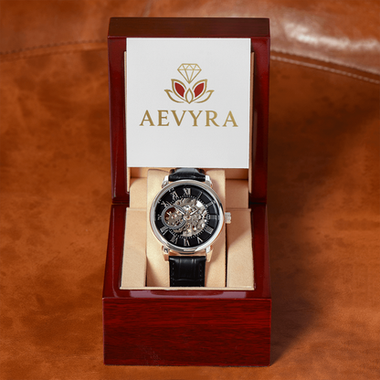 Aevyra Luxury Skeleton Automatic Watch – Elegant Mechanical Timepiece Gift for Him | Anniversary, Birthday, or Holiday Present