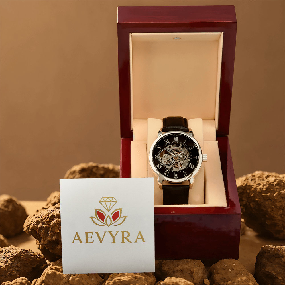 Aevyra Luxury Skeleton Automatic Watch – Elegant Mechanical Timepiece Gift for Him | Anniversary, Birthday, or Holiday Present