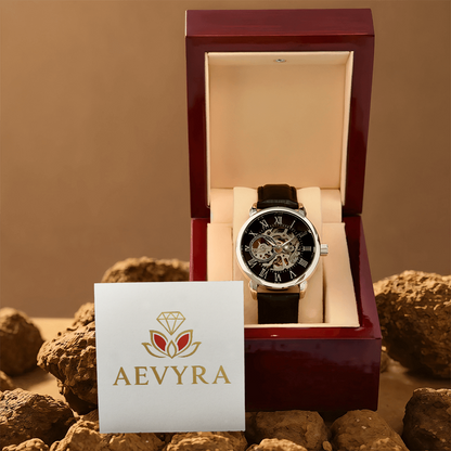 Aevyra Luxury Skeleton Automatic Watch – Elegant Mechanical Timepiece Gift for Him | Anniversary, Birthday, or Holiday Present