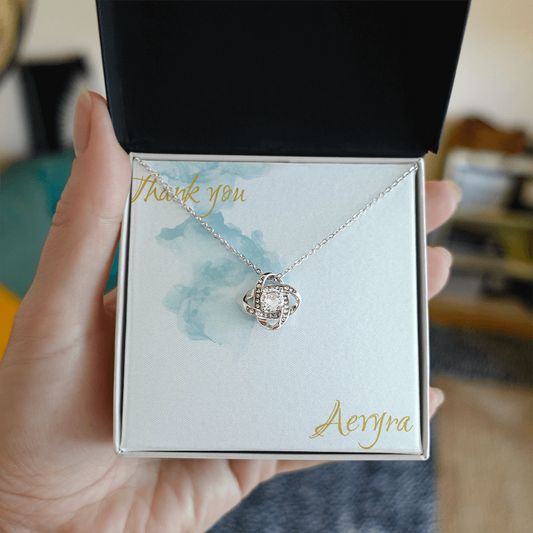 Aevyra Love Knot Necklace – Dazzling Forever Love Pendant Gift for Her | Romantic Anniversary, Birthday & Holiday Jewelry