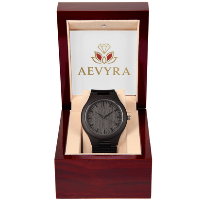 Aevyra Mahogany Wooden Watch – Handcrafted Luxury Timepiece with Leather Band | Perfect Gift for Husband, Boyfriend, or Dad