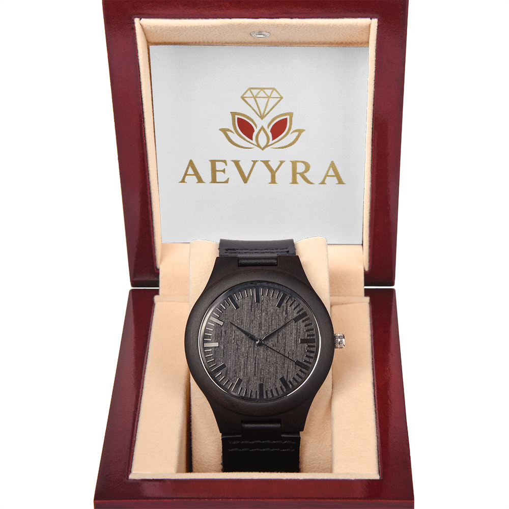 Aevyra Mahogany Wooden Watch – Handcrafted Luxury Timepiece with Leather Band | Perfect Gift for Husband, Boyfriend, or Dad