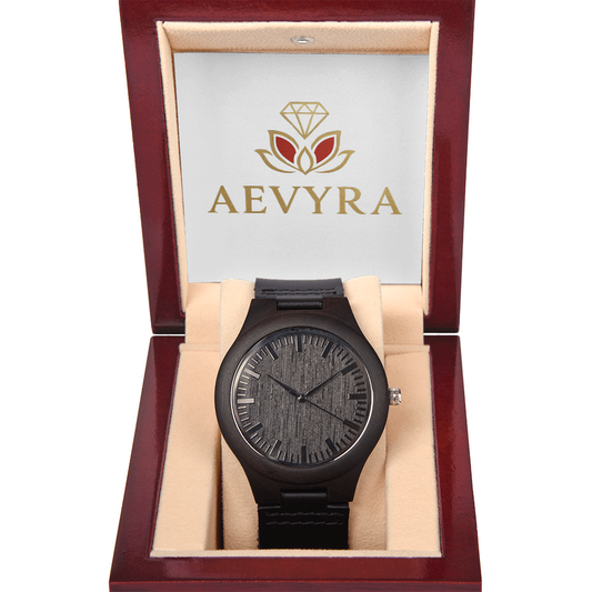 Aevyra Mahogany Wooden Watch – Handcrafted Luxury Timepiece with Leather Band | Perfect Gift for Husband, Boyfriend, or Dad