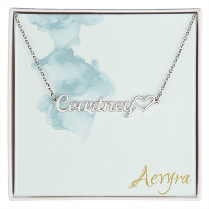 Aevyra Custom Name Necklace with Heart – Personalized 18K Gold or Silver Nameplate Jewelry Gift for Her, Girlfriend, or Wife