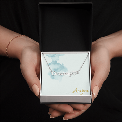 Aevyra Custom Name Necklace with Heart – Personalized 18K Gold or Silver Nameplate Jewelry Gift for Her, Girlfriend, or Wife