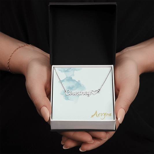 Aevyra Custom Name Necklace with Heart – Personalized 18K Gold or Silver Nameplate Jewelry Gift for Her, Girlfriend, or Wife