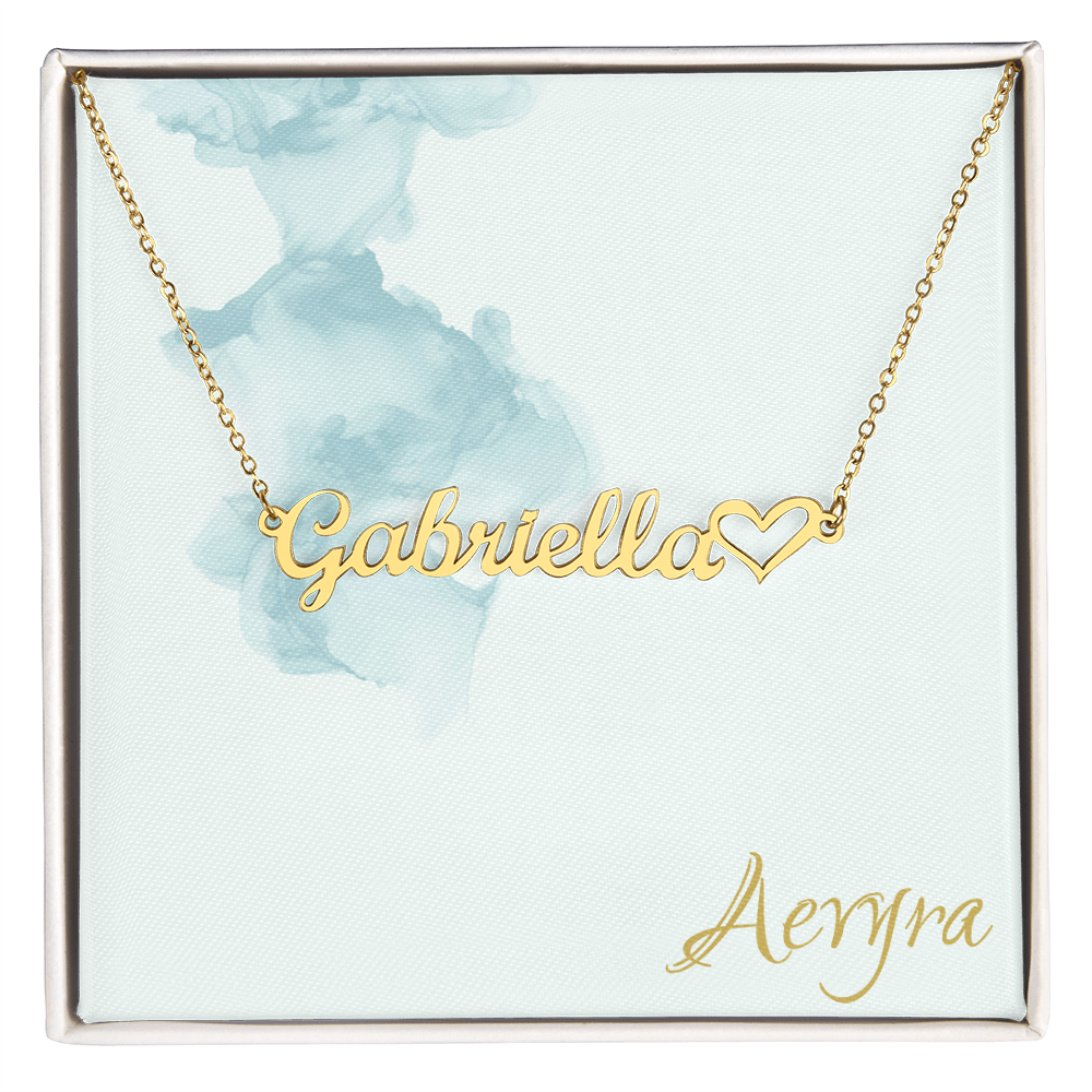 Aevyra Custom Name Necklace with Heart – Personalized 18K Gold or Silver Nameplate Jewelry Gift for Her, Girlfriend, or Wife