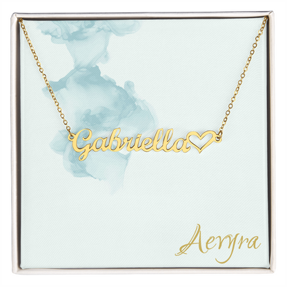 Aevyra Custom Name Necklace with Heart – Personalized 18K Gold or Silver Nameplate Jewelry Gift for Her, Girlfriend, or Wife