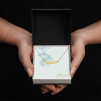 Aevyra Custom Name Necklace with Heart – Personalized 18K Gold or Silver Nameplate Jewelry Gift for Her, Girlfriend, or Wife