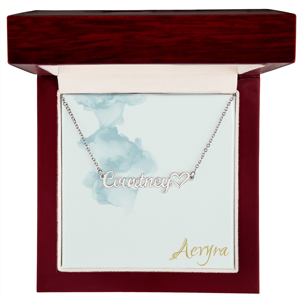 Aevyra Custom Name Necklace with Heart – Personalized 18K Gold or Silver Nameplate Jewelry Gift for Her, Girlfriend, or Wife
