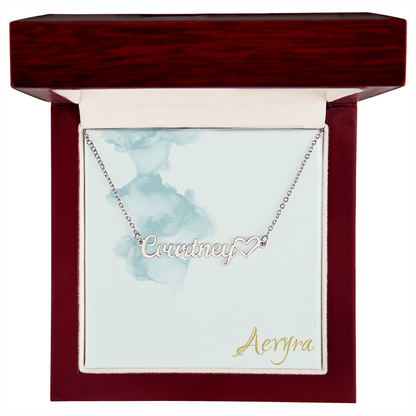 Aevyra Custom Name Necklace with Heart – Personalized 18K Gold or Silver Nameplate Jewelry Gift for Her, Girlfriend, or Wife