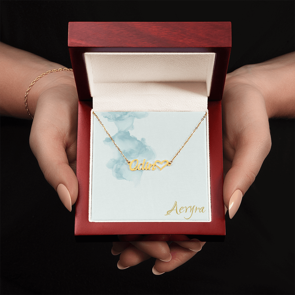 Aevyra Custom Name Necklace with Heart – Personalized 18K Gold or Silver Nameplate Jewelry Gift for Her, Girlfriend, or Wife
