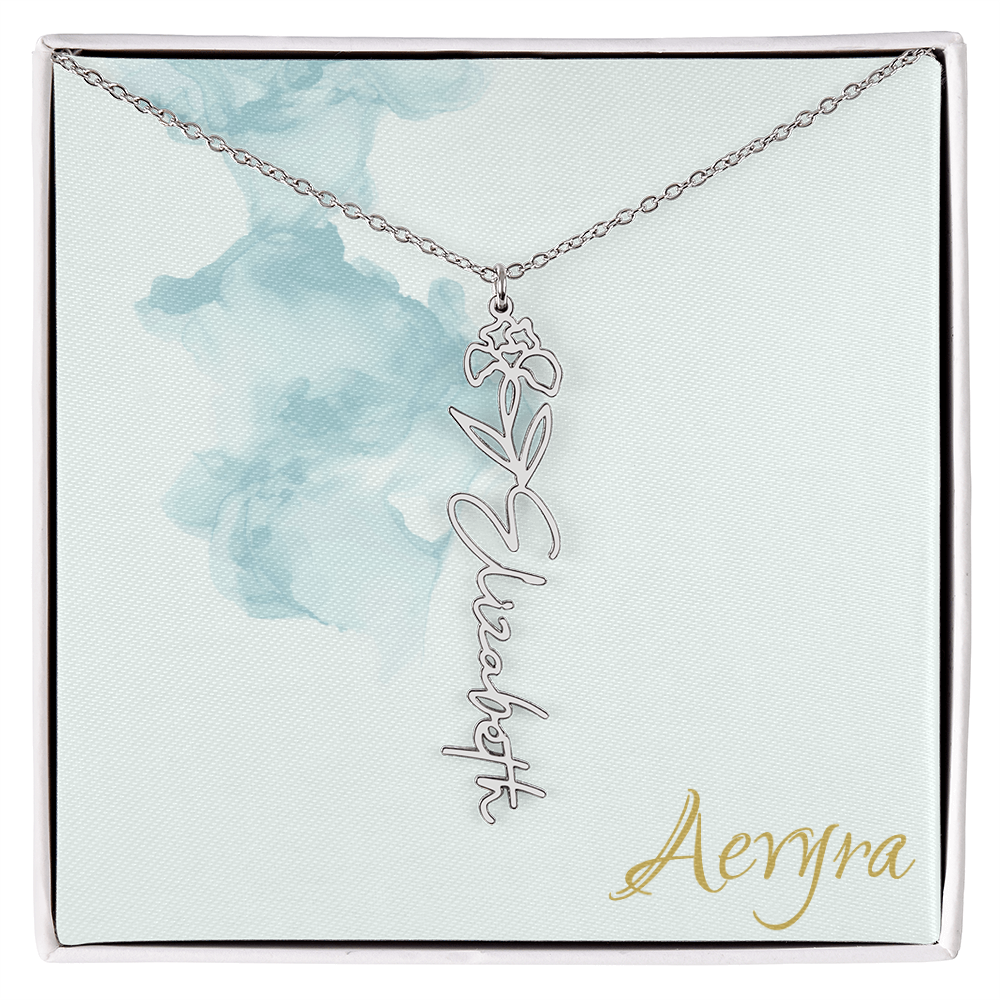 Aevyra “Forever & Bloom” Custom Rose Name Necklace – Personalized Gold Flower Pendant Gift for Her