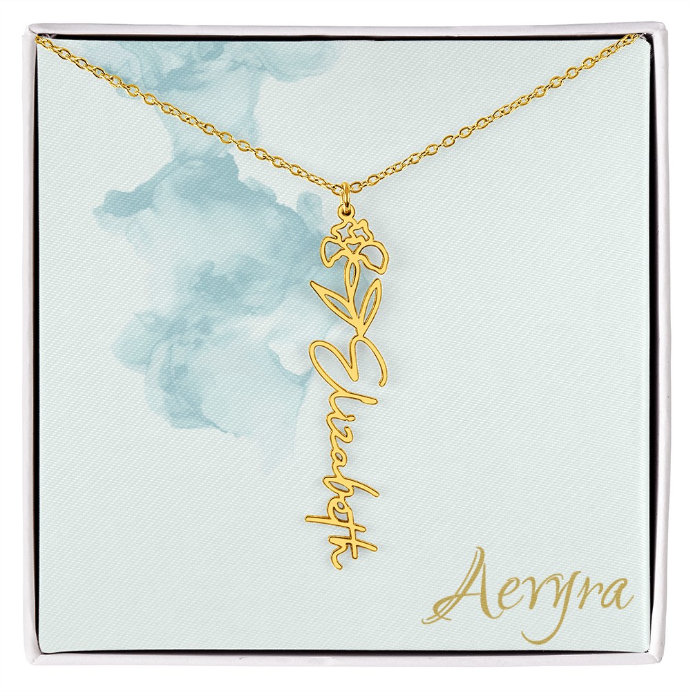 Aevyra “Forever & Bloom” Custom Rose Name Necklace – Personalized Gold Flower Pendant Gift for Her