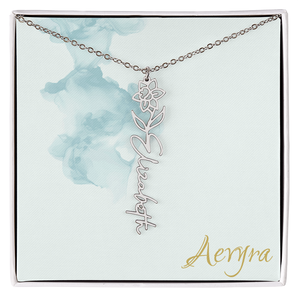 Aevyra “Forever & Bloom” Custom Rose Name Necklace – Personalized Gold Flower Pendant Gift for Her