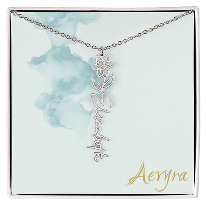 Aevyra “Forever & Bloom” Custom Rose Name Necklace – Personalized Gold Flower Pendant Gift for Her