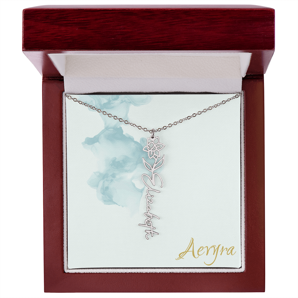 Aevyra “Forever & Bloom” Custom Rose Name Necklace – Personalized Gold Flower Pendant Gift for Her