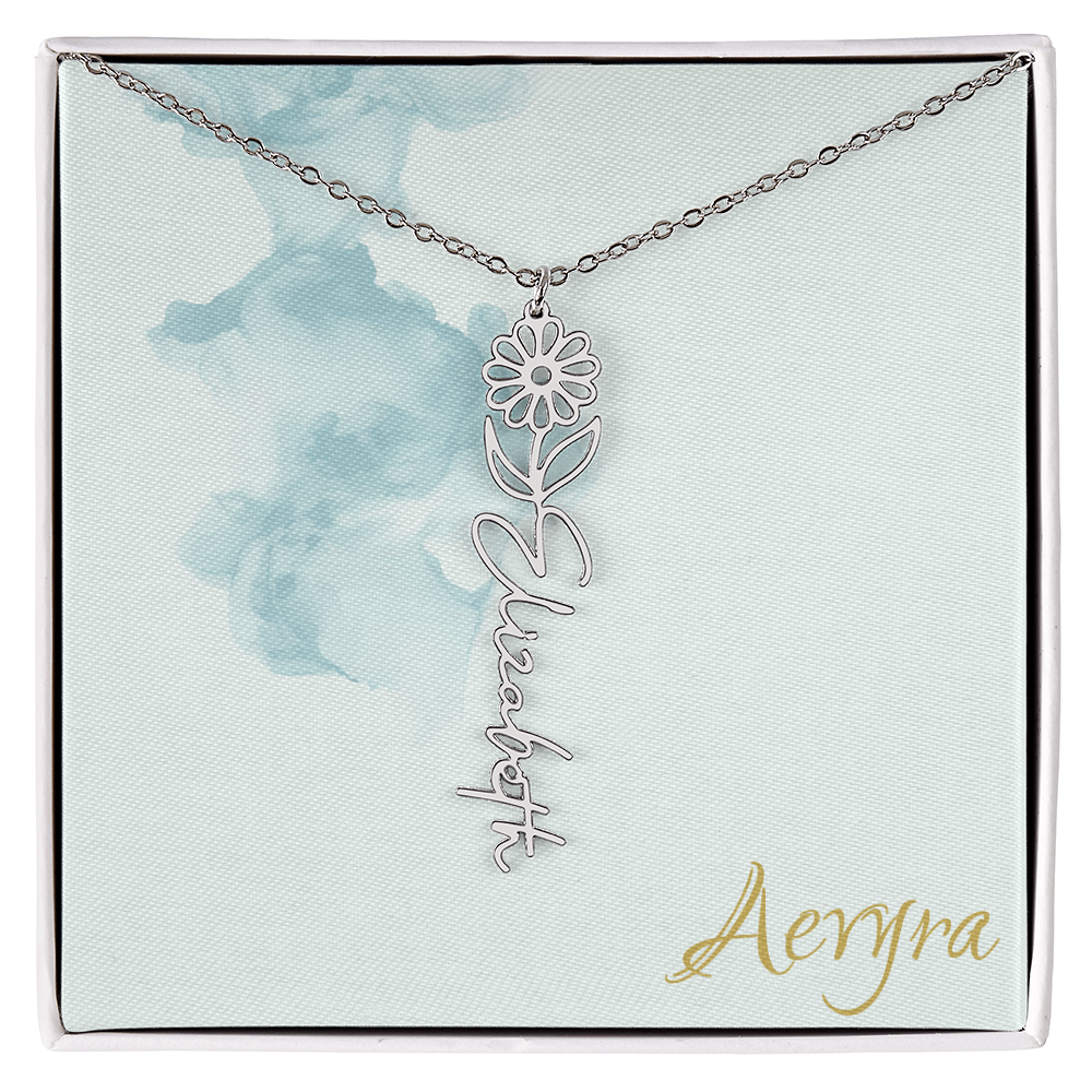 Aevyra “Forever & Bloom” Custom Rose Name Necklace – Personalized Gold Flower Pendant Gift for Her