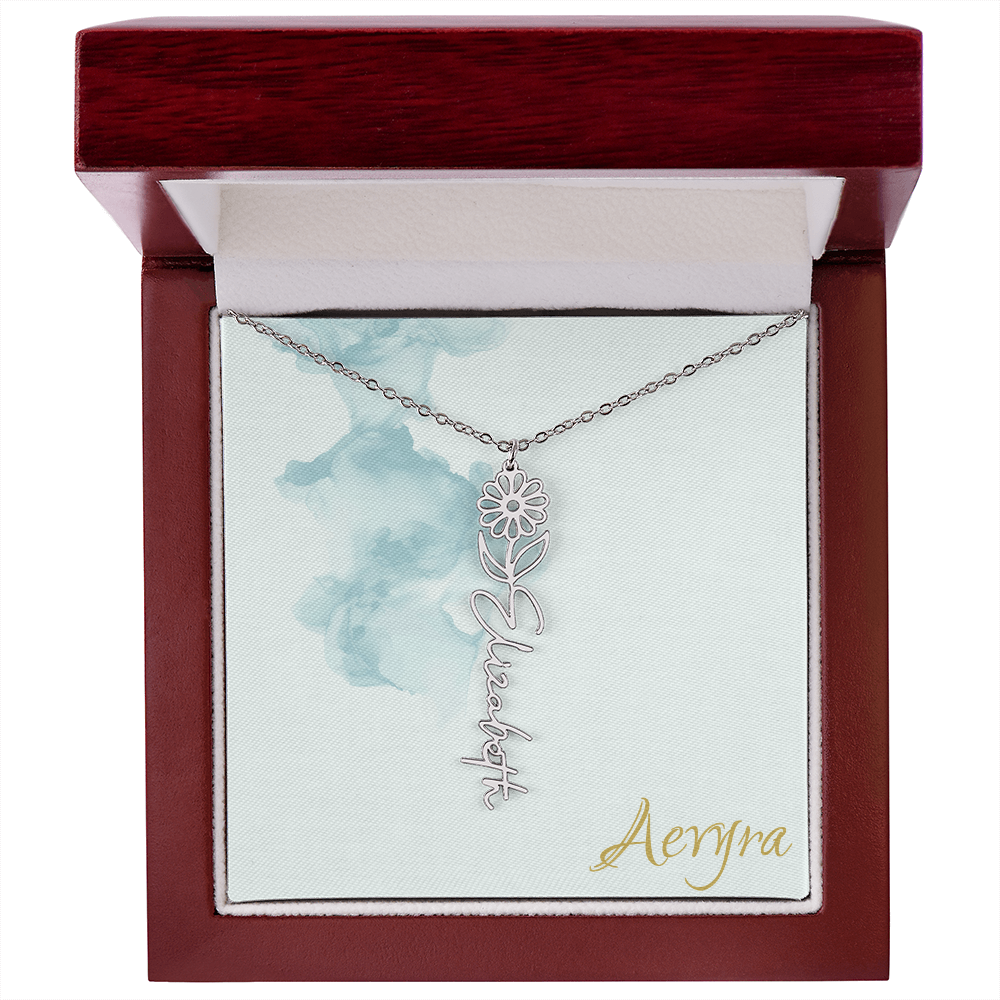 Aevyra “Forever & Bloom” Custom Rose Name Necklace – Personalized Gold Flower Pendant Gift for Her