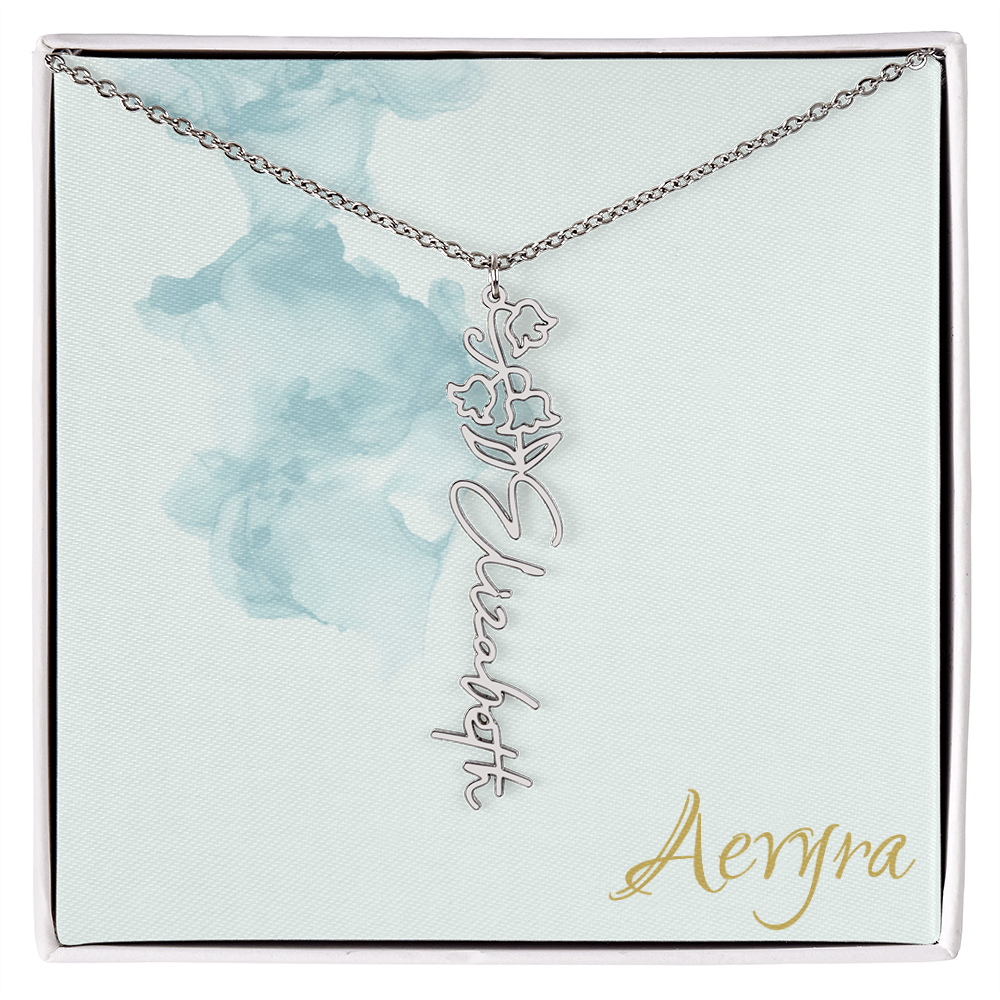 Aevyra “Forever & Bloom” Custom Rose Name Necklace – Personalized Gold Flower Pendant Gift for Her