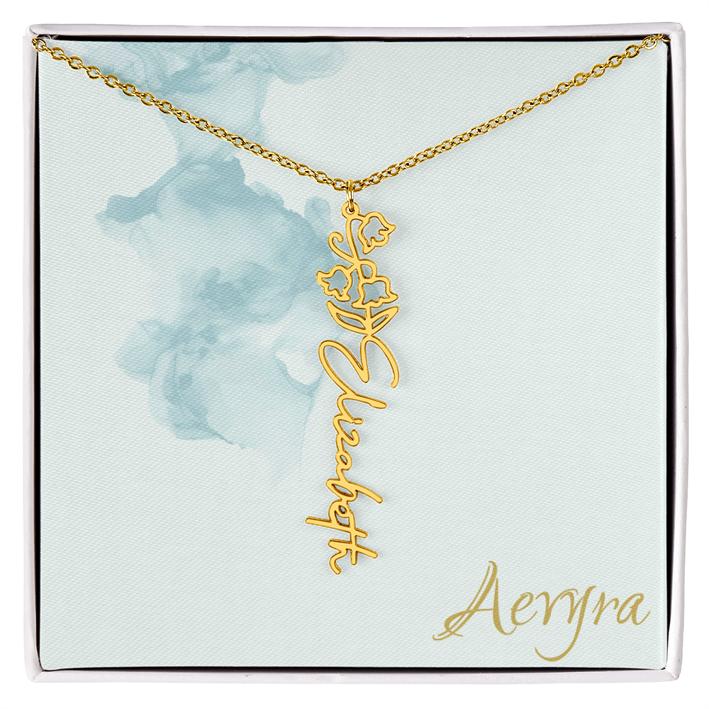 Aevyra “Forever & Bloom” Custom Rose Name Necklace – Personalized Gold Flower Pendant Gift for Her