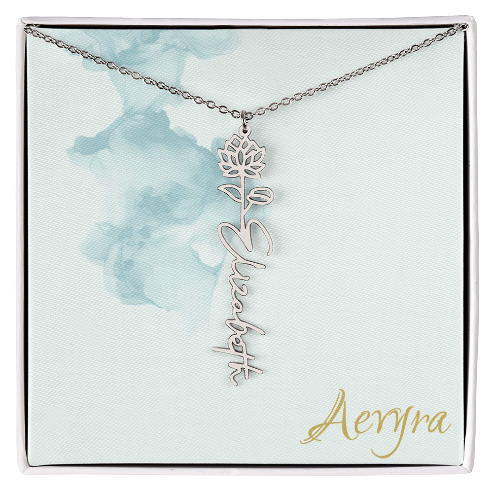 Aevyra “Forever & Bloom” Custom Rose Name Necklace – Personalized Gold Flower Pendant Gift for Her